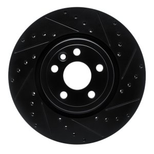 Jaguar F-Pace Brake Rotor (1) - Front Right - R1 Concepts - Drilled & Slotted - Black - `17-`19